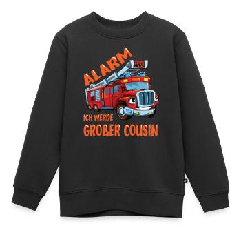 Ich werde Großer Cousin Feuerwehrauto Geschenkidee - Kinder Premium Organic Sweatshirt - Schwarz - Vorne - AI Model Kid Female (0cm)