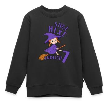 Motif d’anniversaire de la douce sorcière Je suis 7 ans fille - Sweat Premium enfant bio - noir - Devant - AI Model Kid Female (0cm)