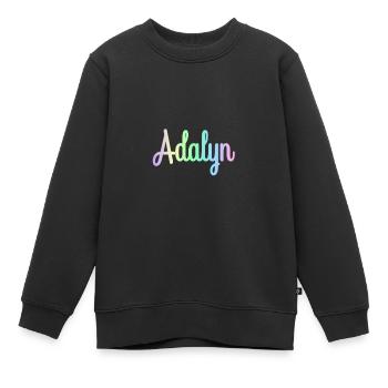 ADALYN Rainbow Minimalist Cursive - Kids Premium Organic Sweatshirt - black - Front - AI Model Kid Female (0cm)