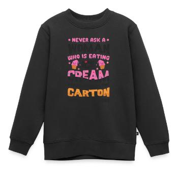 Traurige Frauen Herzschmerz Liebeskummer Eiscreme - Kinder Premium Organic Sweatshirt - Schwarz - Vorne - AI Model Kid Female (0cm)