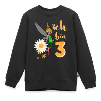 Ich bin 3 Jahre alt Fee Blumen Geburtstag Mädchen - Kinder Premium Organic Sweatshirt - Schwarz - Vorne - AI Model Kid Female (0cm)
