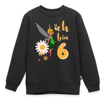 Ich bin 6 Jahre alt Fee Blumen Geburtstag Mädchen - Kinder Premium Organic Sweatshirt - Schwarz - Vorne - AI Model Kid Female (0cm)