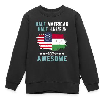 Moitié américain moitié hongrois - Sweat Premium enfant bio - noir - Devant - AI Model Kid Female (0cm)