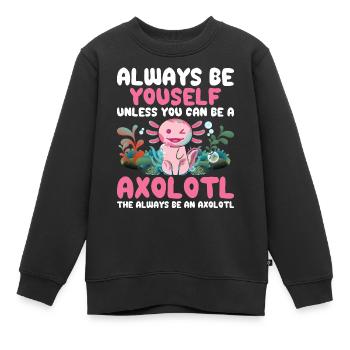 Salamandre amphibienne Axolotl - Sweat Premium enfant bio - noir - Devant - AI Model Kid Female (0cm)