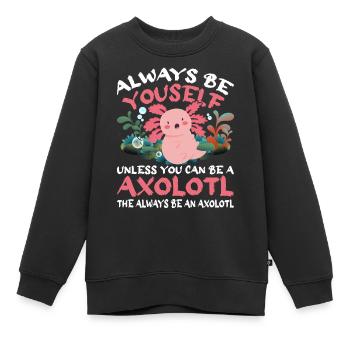 Salamandre amphibienne Axolotl - Sweat Premium enfant bio - noir - Devant - AI Model Kid Female (0cm)