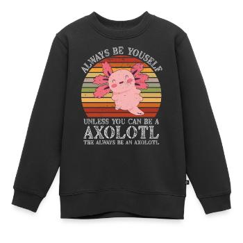 Salamandre amphibienne Axolotl - Sweat Premium enfant bio - noir - Devant - AI Model Kid Female (0cm)