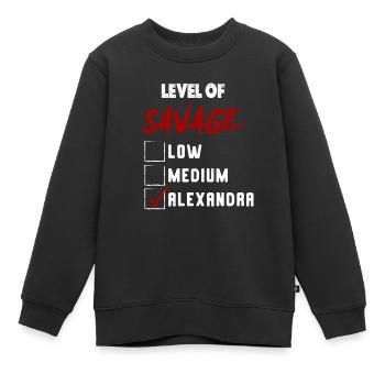 Level of Savage: ALEXANDRA Checkmark Novelty Custo - Kids Premium Organic Sweatshirt - black - Front - AI Model Kid Female (0cm)