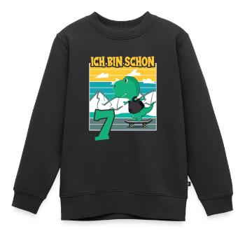 Dino Geburtstagsmotiv 7 Jahre Jungen Geschenkidee - Kinder Premium Organic Sweatshirt - Schwarz - Vorne - AI Model Kid Female (0cm)