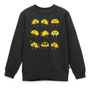 Taco Emoticon Cuisine mexicaine - Sweat Premium enfant bio - noir - Devant - AI Model Kid Female (0cm)