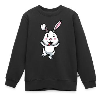 Weißes Kaninchen Emoticon Hase - Kinder Premium Organic Sweatshirt - Schwarz - Vorne - AI Model Kid Female (0cm)