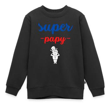 super papy - Sweat Premium enfant bio - noir - Devant - AI Model Kid Female (0cm)
