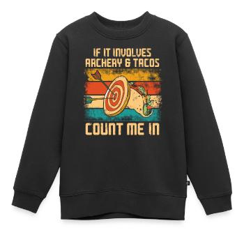 Archery Bow Archer Taco Vintage - Kinder Premium Organic Sweatshirt - Schwarz - Vorne - AI Model Kid Female (0cm)