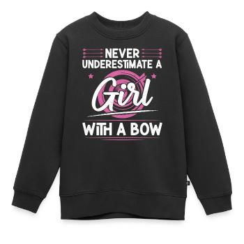 Archery Bow Archer Girl Never - Kinder Premium Organic Sweatshirt - Schwarz - Vorne - AI Model Kid Female (0cm)