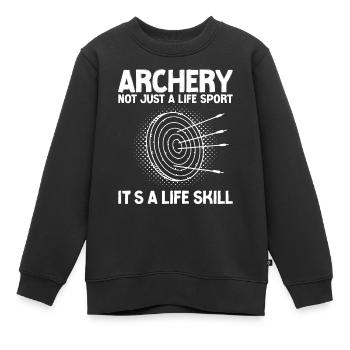 Archery Bow Archer Vintage Target - Sweat Premium enfant bio - noir - Devant - AI Model Kid Female (0cm)