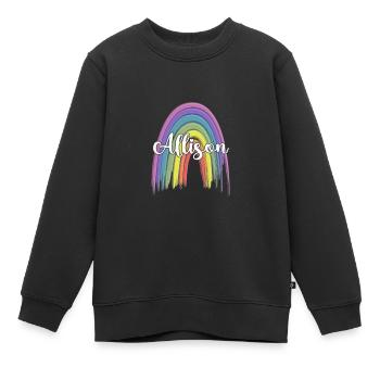 ALLISON Rainbow Cursive - Kids Premium Organic Sweatshirt - black - Front - AI Model Kid Female (0cm)