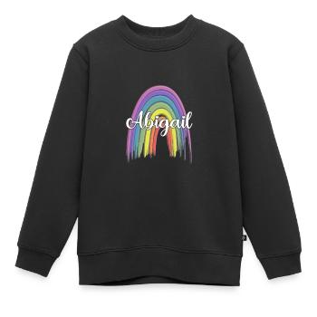ABIGAIL Rainbow Cursive - Kids Premium Organic Sweatshirt - black - Front - AI Model Kid Female (0cm)