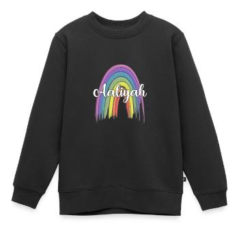 AALIYAH Rainbow Cursive - Kids Premium Organic Sweatshirt - black - Front - AI Model Kid Female (0cm)