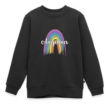 ADDISON Rainbow Cursive - Kids Premium Organic Sweatshirt - black - Front - AI Model Kid Female (0cm)