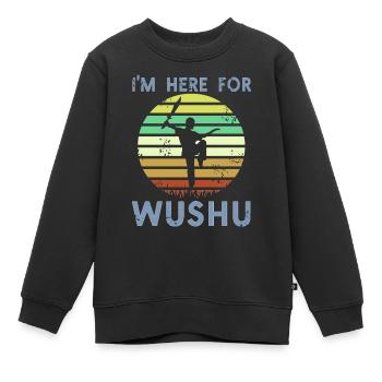 Je suis ici à cause du Wushu - Sweat Premium enfant bio - noir - Devant - AI Model Kid Female (0cm)
