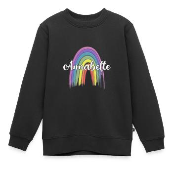 ANNABELLE Rainbow Cursive - Kids Premium Organic Sweatshirt - black - Front - AI Model Kid Female (0cm)