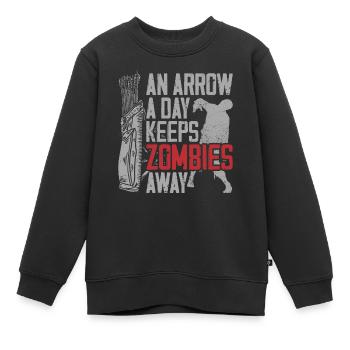 Arc de tir à l’arc Archer Zombie Vintage - Sweat Premium enfant bio - noir - Devant - AI Model Kid Female (0cm)