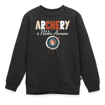 Archery Bow Archer Vintage Target - Sweat Premium enfant bio - noir - Devant - AI Model Kid Female (0cm)