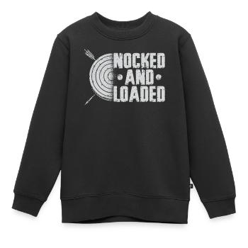 Arc de tir à l’arc Archer Vintage Nocked - Sweat Premium enfant bio - noir - Devant - AI Model Kid Female (0cm)