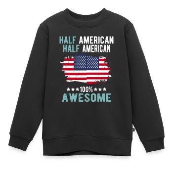 Moitié américain moitié américain - Sweat Premium enfant bio - noir - Devant - AI Model Kid Female (0cm)