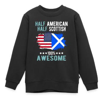 Halb Amerikaner Halb Schotte - Kinder Premium Organic Sweatshirt - Schwarz - Vorne - AI Model Kid Female (0cm)