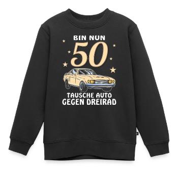 TAUSCHE AUTO GEGEN DREIRAD GEBURTSTAG 50 - Kinder Premium Organic Sweatshirt - Schwarz - Vorne - AI Model Kid Female (0cm)
