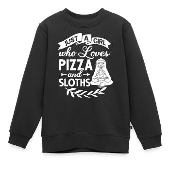 Faultier Pizza Lieferung Pizzeria Italienisch - Kinder Premium Organic Sweatshirt - Schwarz - Vorne - AI Model Kid Female (0cm)