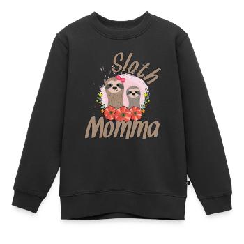 Sloth Mama - Kids Premium Organic Sweatshirt - black - Front - AI Model Kid Female (0cm)