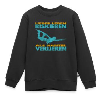 Lieber Leben riskieren, als Hantel verlieren. - Kinder Premium Organic Sweatshirt - Schwarz - Vorne - AI Model Kid Female (0cm)
