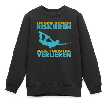 Lieber Leben riskieren, als Hantel verlieren. - Kinder Premium Organic Sweatshirt - Schwarz - Vorne - AI Model Kid Female (0cm)