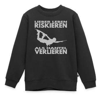 Lieber Leben riskieren, als Hantel verlieren. - Kinder Premium Organic Sweatshirt - Schwarz - Vorne - AI Model Kid Female (0cm)
