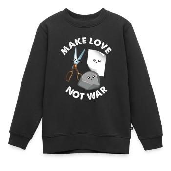 Make Love Not War Lustiges Rock Paper Scissors Spiel - Kinder Premium Organic Sweatshirt - Schwarz - Vorne - AI Model Kid Female (0cm)