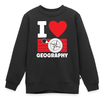 J’adore géographie Géographie Profession Géographie Géographie - Sweat Premium enfant bio - noir - Devant - AI Model Kid Female (0cm)