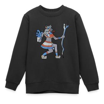 Tlaloc Aztec Rain Dieu Aztèque Nahu - Sweat Premium enfant bio - noir - Devant - AI Model Kid Female (0cm)