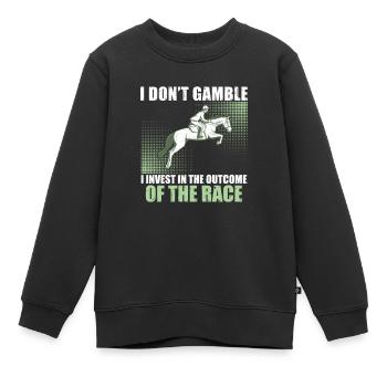 I Don't Gamble Funny Derby Day Gambling For Horse - Kids Premium Organic Sweatshirt - black - Front - AI Model Kid Female (0cm)