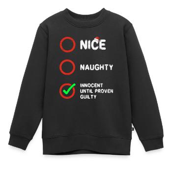 Gentil méchant innocent jusqu’à preuve du contraire - Sweat Premium enfant bio - noir - Devant - AI Model Kid Female (0cm)