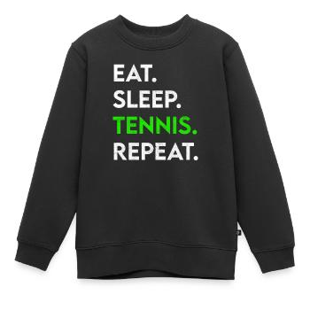 manger du sommeil tennis répéter - Sweat Premium enfant bio - noir - Devant - AI Model Kid Female (0cm)