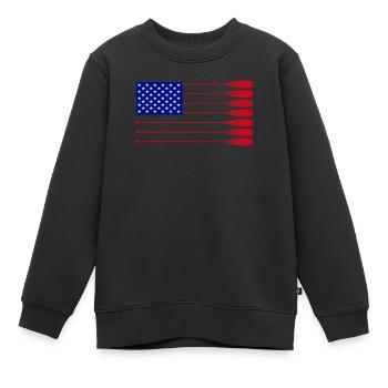 Cool Distressed Drapeau américain Rame Rame Drôle - Sweat Premium enfant bio - noir - Devant - AI Model Kid Female (0cm)