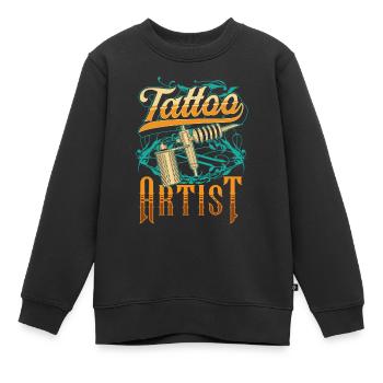 Tatoueur Tattoo Tattoo Tattoo Studio - Sweat Premium enfant bio - noir - Devant - AI Model Kid Female (0cm)
