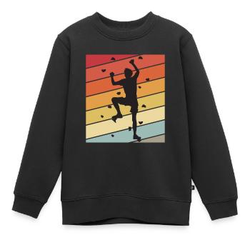Kletterwand Retro Bouldern Klettern Berge - Kinder Premium Organic Sweatshirt - Schwarz - Vorne - AI Model Kid Female (0cm)