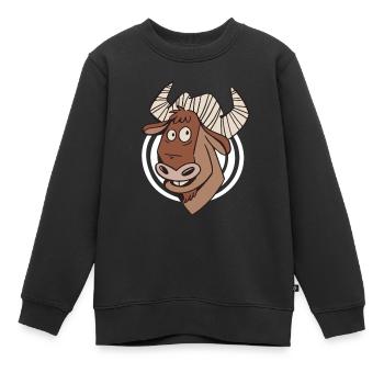 Gnu Antilope Afrika Tier Steppe Zoo - Kinder Premium Organic Sweatshirt - Schwarz - Vorne - AI Model Kid Female (0cm)