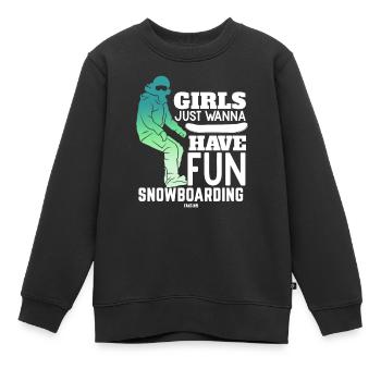 Filles Snowboard Sports d’hiver Alpes - Sweat Premium enfant bio - noir - Devant - AI Model Kid Female (0cm)