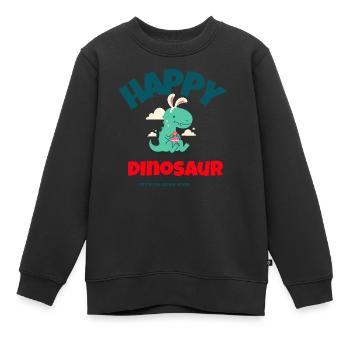 Happy Dinosaur - Kinder Premium Organic Sweatshirt - Schwarz - Vorne - AI Model Kid Female (0cm)