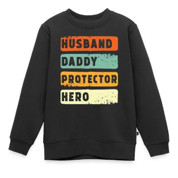 Mari Papa Protecteur Héros - Sweat Premium enfant bio - noir - Devant - AI Model Kid Female (0cm)