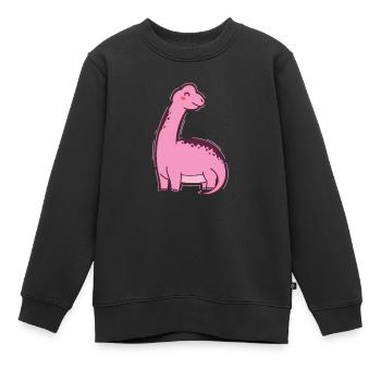 rosa Dino mit langem Hals Dinosaurier - Kinder Premium Organic Sweatshirt - Schwarz - Vorne - AI Model Kid Female (0cm)