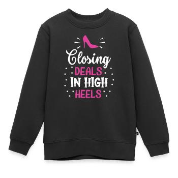 Geschäftsabschlüsse In Stöckelschuhen Makler - Kinder Premium Organic Sweatshirt - Schwarz - Vorne - AI Model Kid Female (0cm)